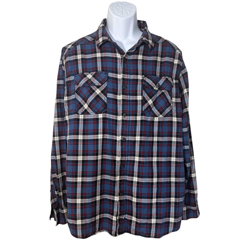 American Rag Shirt Mens XL Blue Plaid Long Sleeve Button Pockets